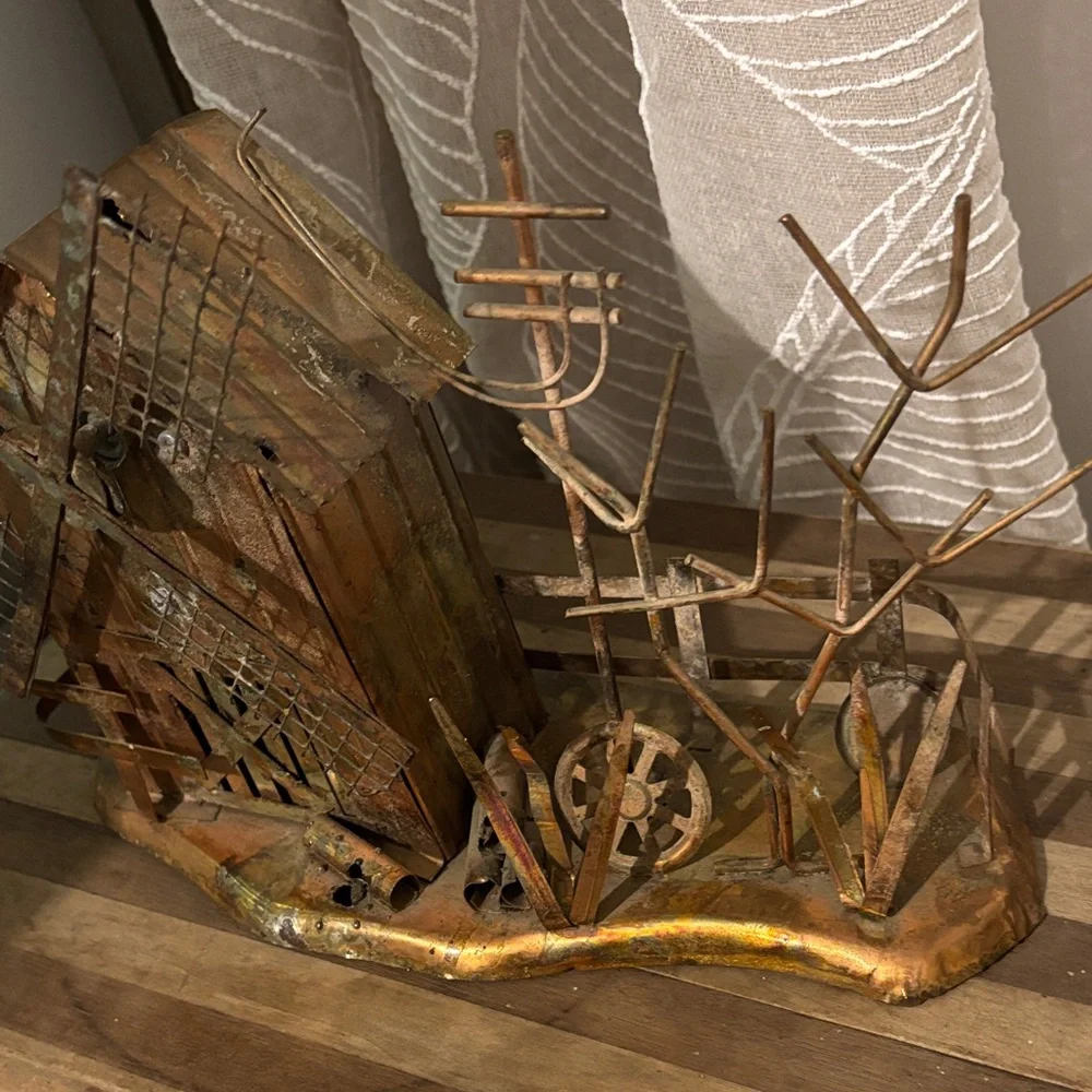 Vintage Rustic Metal Windmill Music Box - Picture 8 of 13